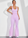 ZASUWA Female Cross Back Scrunch Bum Flare Ribbed Jumpsuit