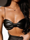 ZASUWA Female Faux Leather Bow-knot Stylish&Sexy Sports Bras