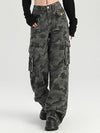 ZASUWA Female Pocket Casual Cargo Camouflage Print Pants