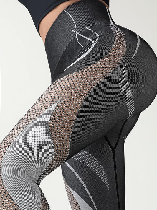 ZASUWA Female Sexy Fishnet Contrast Color Print Leggings