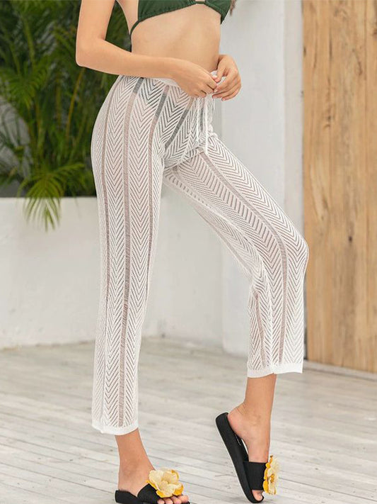 ZASUWA Female Hollow Out Fishnet Beach Pants Swimwear Cover-up Without Bikini Set