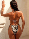 ZASUWA Female Leopard Print Halter with Metal Bikini Set