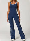ZASUWA Female Backless Stripes Flare Jumpsuit