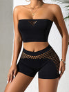 ZASUWA Female Fishnet Hollow Out Short Tracksuit