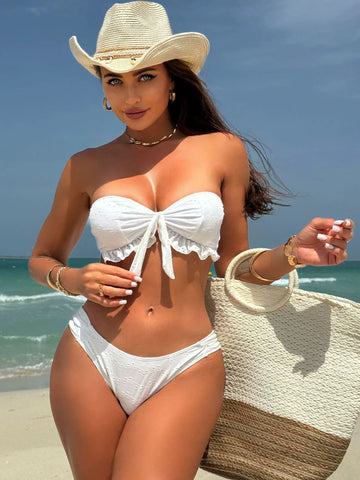 ZASUWA Female Sexy Solid Flounce Bikini Set