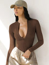 ZASUWA Female Zipper Long Sleeves Bodysuit