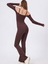 ZASUWA Female U Collar Scrunch Bum Elastic Tight Jumpsuit