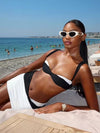 ZASUWA Female Sexy Contrast Color 3 Pieces Beach Bikini Set