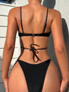 ZASUWA Female Solid Color Sexy Hollow Out Bikini Set
