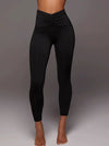 ZASUWA Female Solid Color Unique Folds V Shape Waist Leggings