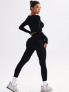 ZASUWA Female Ribbed Zipper Solid Color Tracksuit