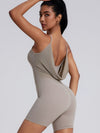 ZASUWA Female Backless Solid Color Elastic Tight Romper