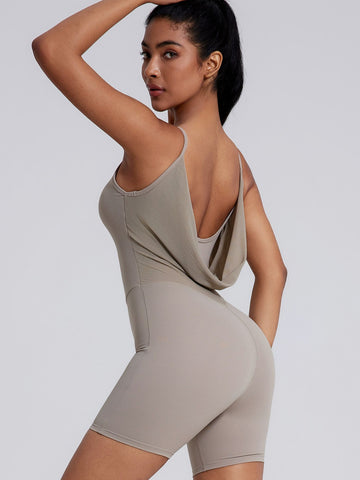 ZASUWA Female Backless Solid Color Elastic Tight Romper