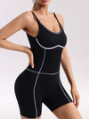 ZASUWA Female Backless Stripes Stitch Deep V Back Push Up Design Elastic Tight Romper