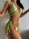 ZASUWA Female Sexy Solid Color Velvet with Metal Heart Bikini Set