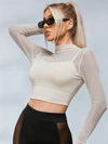ZASUWA Female Sexy Sheer Mesh Long Sleeves