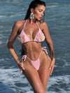 ZASUWA Female Sexy Solid Color Flower Design Folds Bikini Set