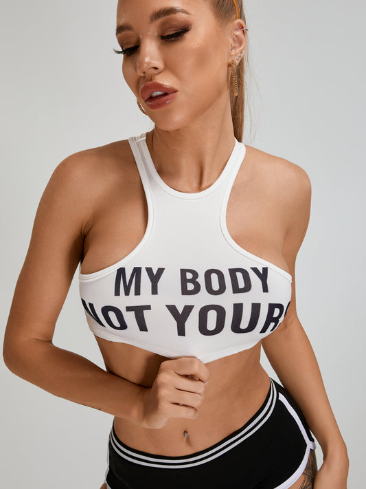 ZASUWA Female Tight Letter Print Sports Bras