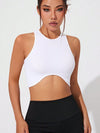 ZASUWA Female Sexy Round Neck Ribbed Quick Dry Irregular Design Tanks