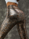 ZASUWA Female PU Faux Leather Snake Print Leggings