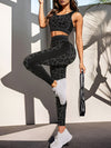 ZASUWA Female Leopard Print U Collar High-waisted Hip-lift Scrunch Bum Tracksuit