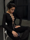 ❤ZASUWA Female Crystal Jumpsuits Lace-up Mesh Jumpsuits