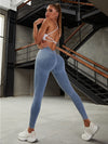 ZASUWA Female Denim Deep V Back Scrunch Bum Leggings