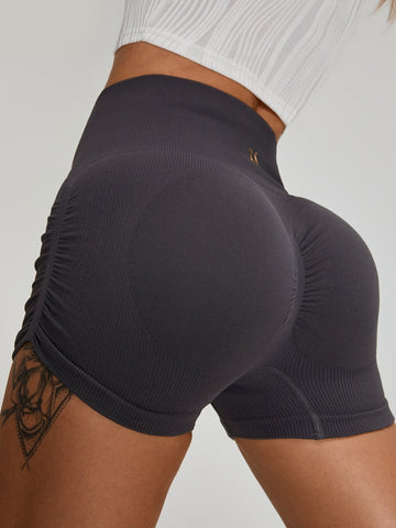 ZASUWA Female Ribbed Scrunch Bum Quick-drying Spandex Gym Booty Shorts