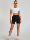 ZASUWA Female Cross Back Backless Cropped Short Sleeves