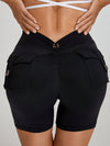 ZASUWA Female Deep V Back Pocket Scrunch Bum Cross Back Backless Short Tracksuit