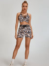ZASUWA Female Leopard Print Cross Back Scrunch Bum Short Tracksuit