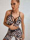 ZASUWA Female Leopard Print Cross Back Scrunch Bum Short Tracksuit