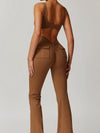 ZASUWA Female Sexy Cutout Pocket Flare Booty Cargo Jumpsuit
