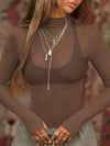 ZASUWA Female Sexy Sheer Mesh Not Including Inner Wear Long Sleeves