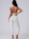 ZASUWA Female V-shaped Cross Back U Collar Backless Hip-lift Jumpsuit