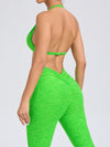 ZASUWA Female Deep V Back Pocket Scrunch Bum Halter Backless Tracksuit