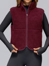 ZASUWA Female Fleece Zipper Pocket Stand Up Collar Vest Jacket