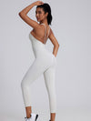 ZASUWA Female V-shaped Cross Back U Collar Backless Hip-lift Jumpsuit