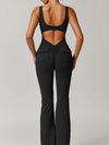 ZASUWA Female Sexy Cutout Pocket Flare Booty Cargo Jumpsuit