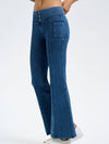 ZASUWA Female Denim Pocket Button Flare Leggings