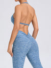 ZASUWA Female Deep V Back Pocket Scrunch Bum Halter Backless Tracksuit