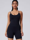 ZASUWA Female Backless Solid Color Elastic Tight Romper
