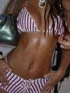 ZASUWA Female Stripe Contrast Color Halter Bikini Set