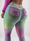 ZASUWA Female Hot Tie Dye Faux Denim Scrunch Bum Contrast Color Leggings