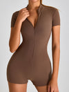 ZASUWA Female Seamless Ribbed Zipper Elastic Tight Romper