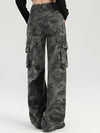 ZASUWA Female Pocket Casual Cargo Camouflage Print Pants