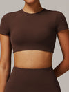 ZASUWA Female Solid Color Backless with Pads Cropped Short Sleeves