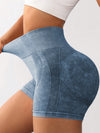 ZASUWA Female Frosting Denim Scrunch Bum Spandex Gym Booty Shorts