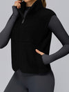ZASUWA Female Fleece Zipper Pocket Stand Up Collar Vest Jacket