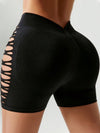 ZASUWA Female Hollow Out Fishnet V-shaped Waist Scrunch Bum Shorts